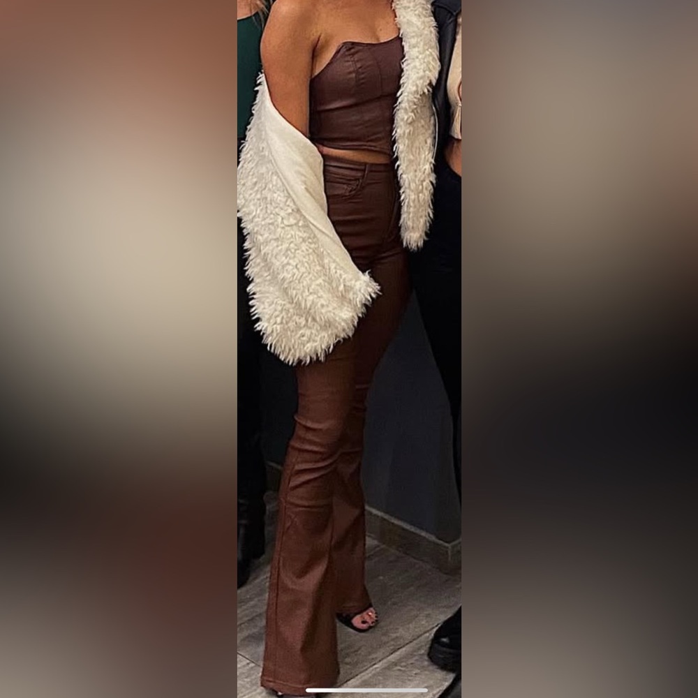 Brown Strapless Crop Top